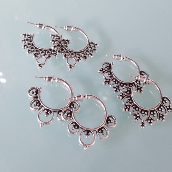 Set of 3 hoop earrings - Picture 4 of 4